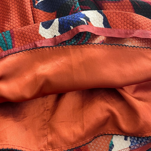Anthropologie Orange Floral A-Line Skirt - Picture 5 of 5